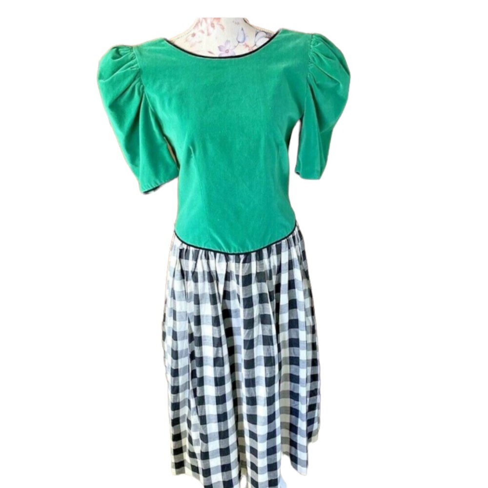 Green and Black Checkered Women's Dress